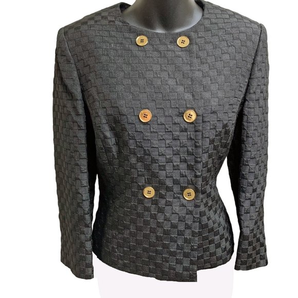 TAHARI Levine DeMarco Emily‎ Juniper Black Double Breasted Jacket - Picture 12 of 12